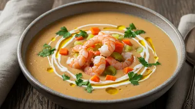 Sopa Cremosa de Camarão e Legumes